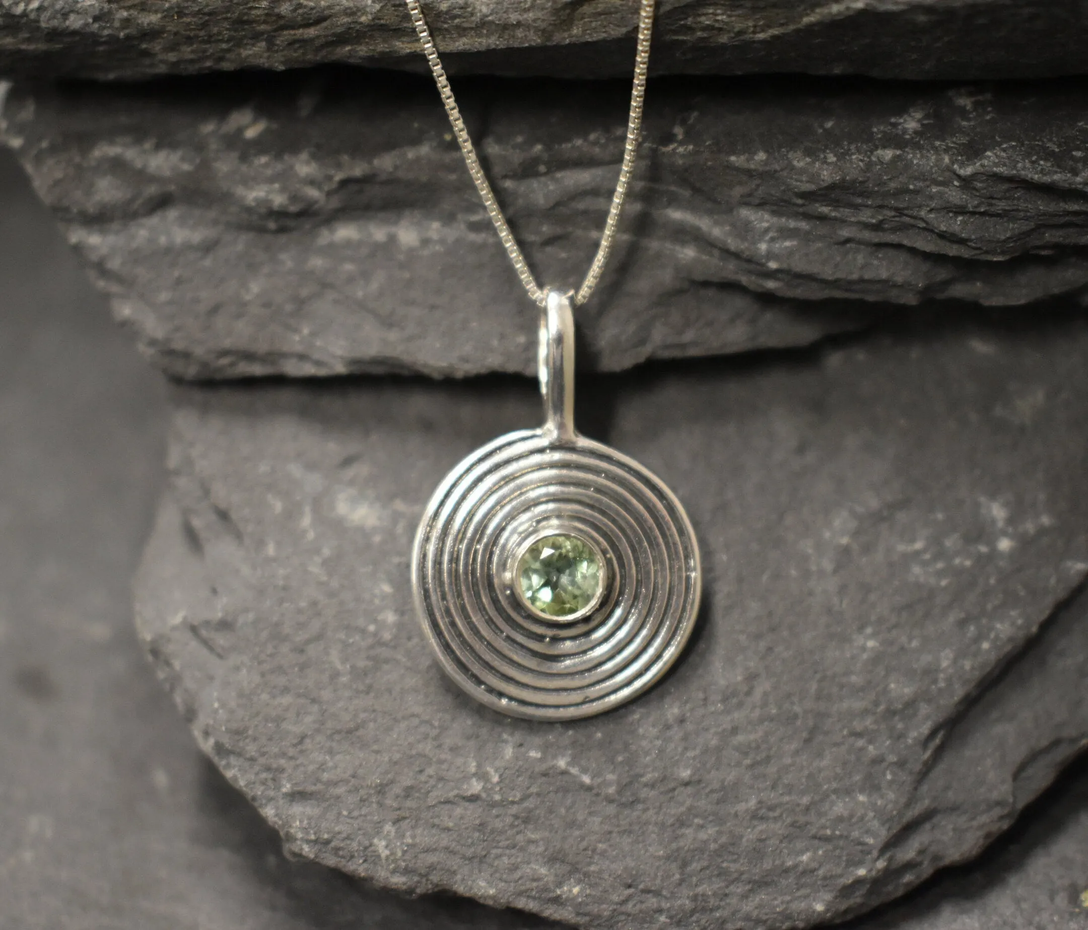 Peridot Necklace - Round Green Pendant - Real Peridot Necklace