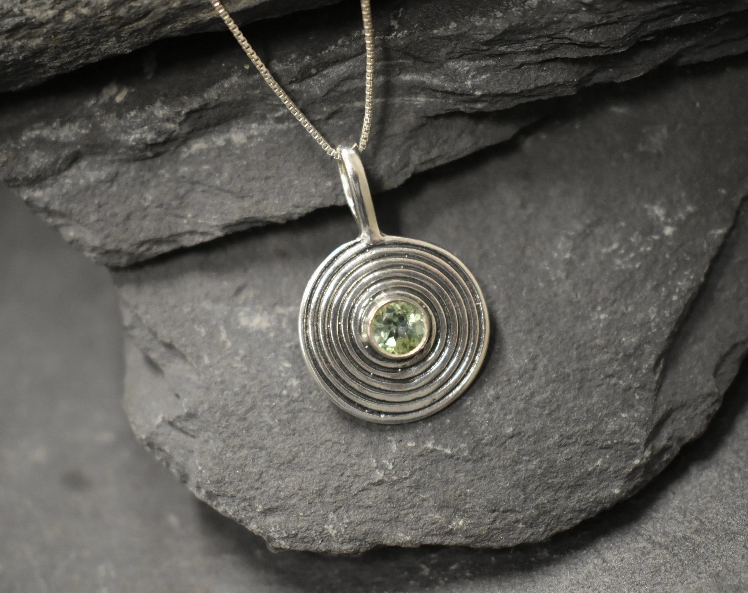 Peridot Necklace - Round Green Pendant - Real Peridot Necklace