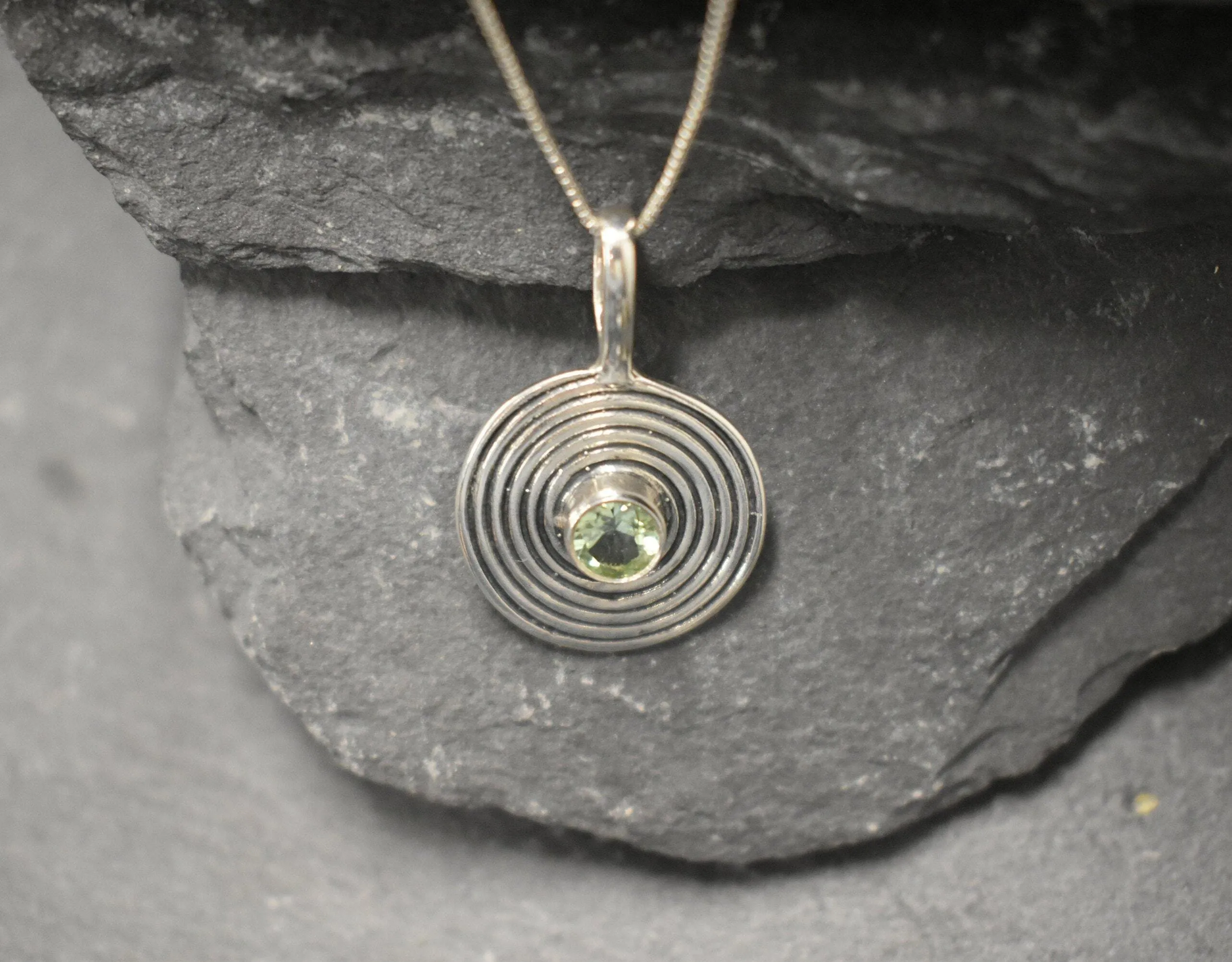 Peridot Necklace - Round Green Pendant - Real Peridot Necklace