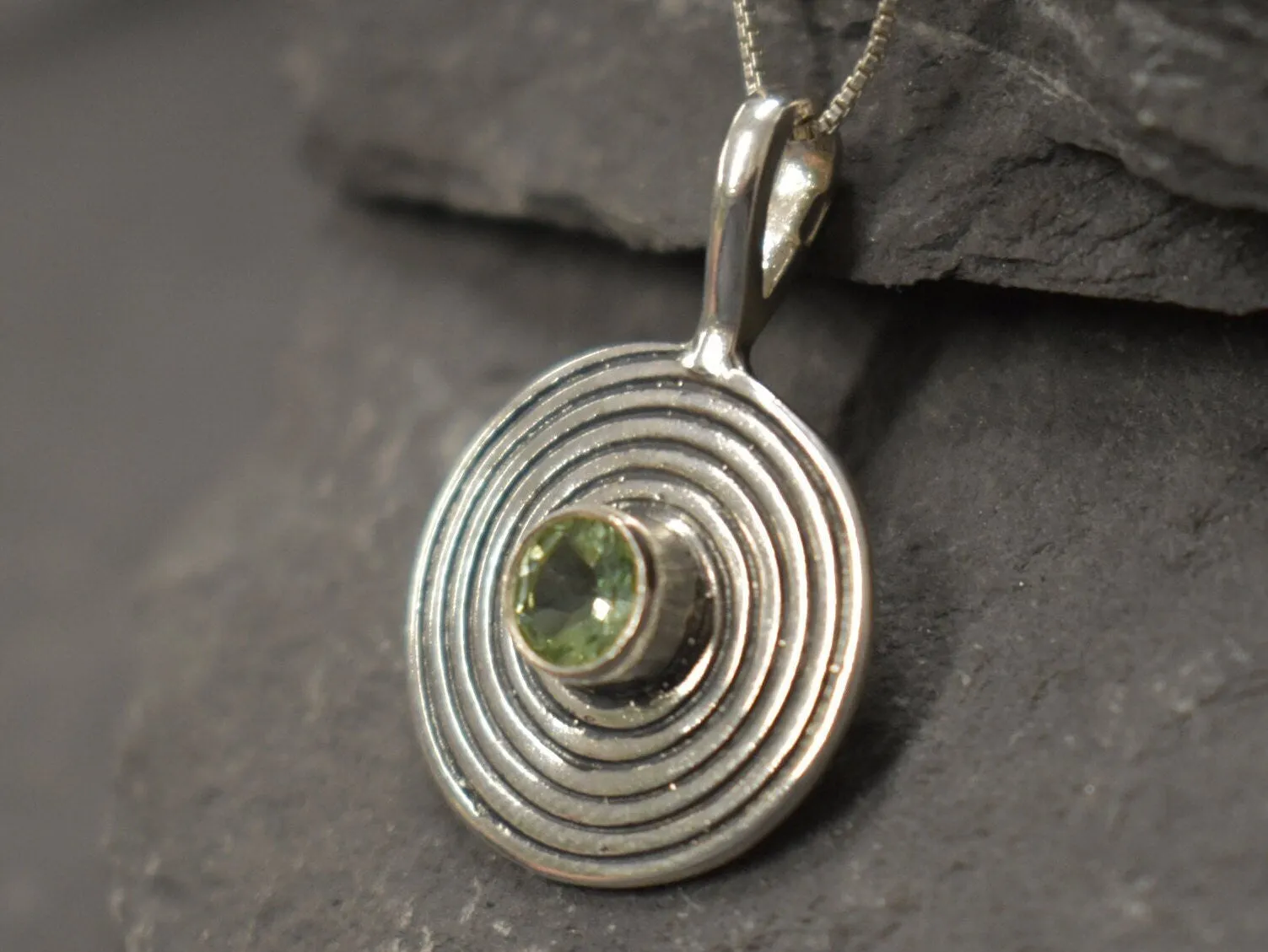 Peridot Necklace - Round Green Pendant - Real Peridot Necklace