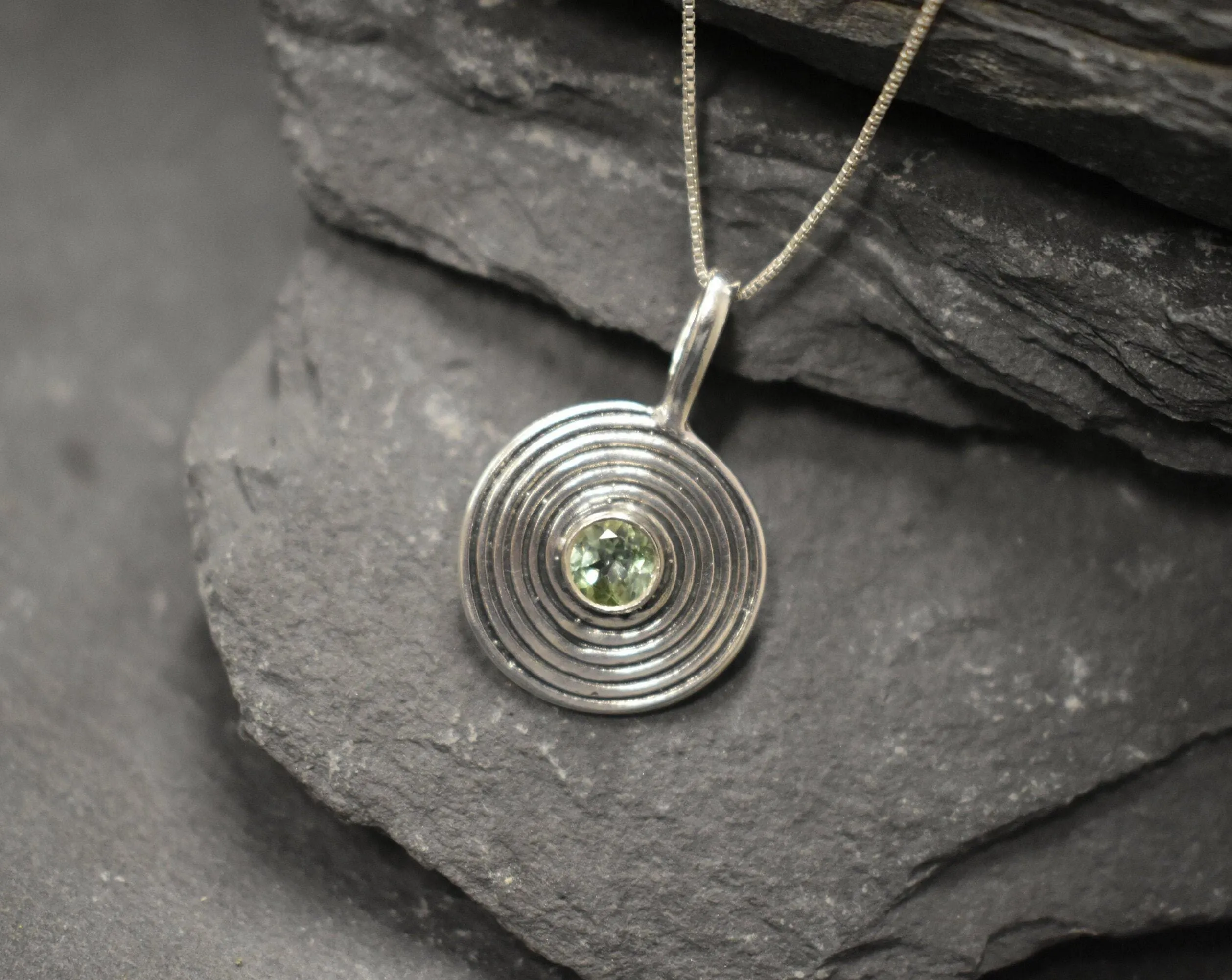 Peridot Necklace - Round Green Pendant - Real Peridot Necklace