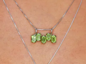 Peridot Pendant - Green Baguette Necklace - Layering Necklace