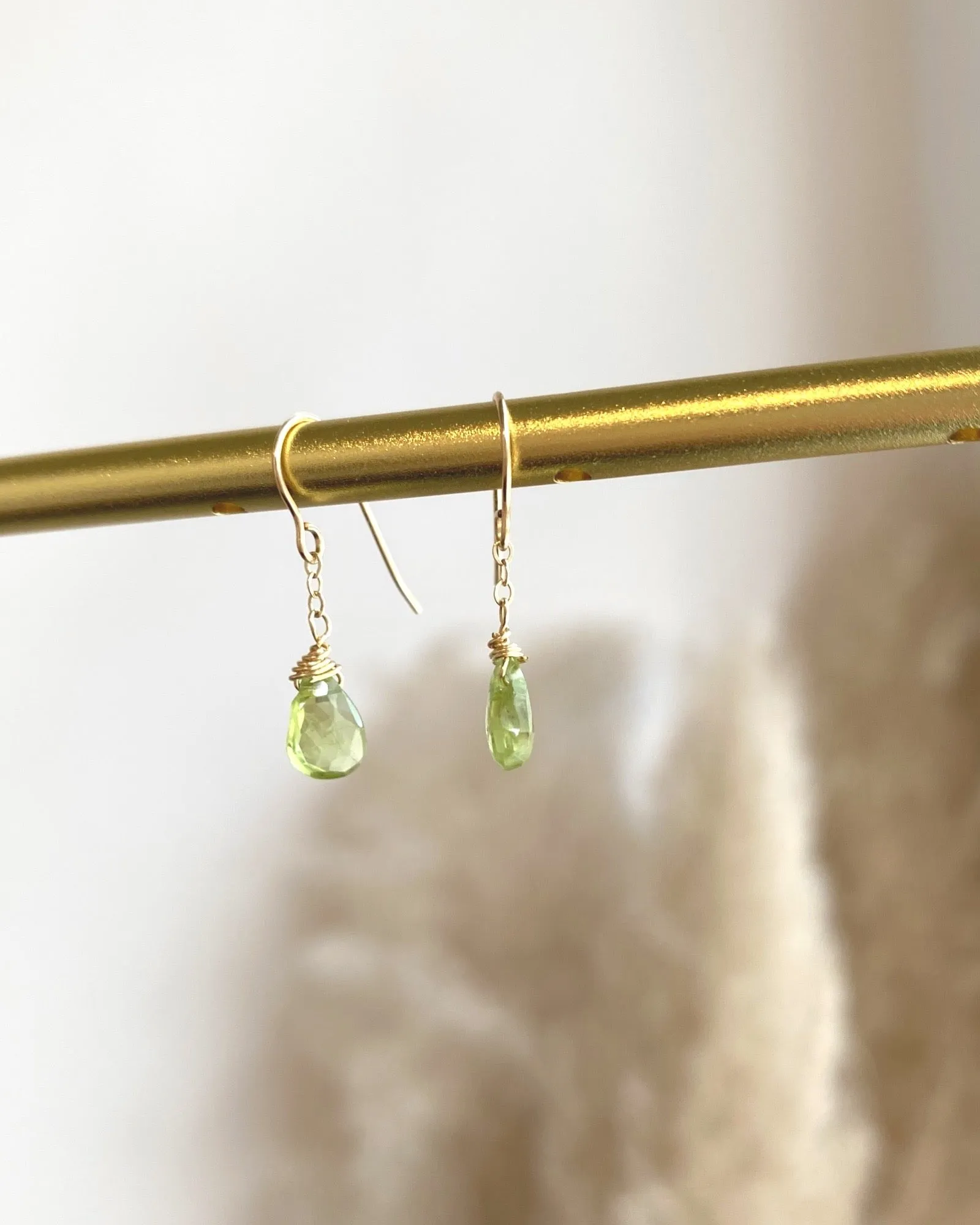 Peridot Simple Drop Earrings