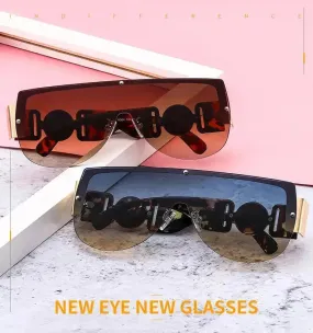 Personalized Semicircle One Piece Metal Half Frame Sunglasses Futuristic Outdoor Sunglasses For Men And Women