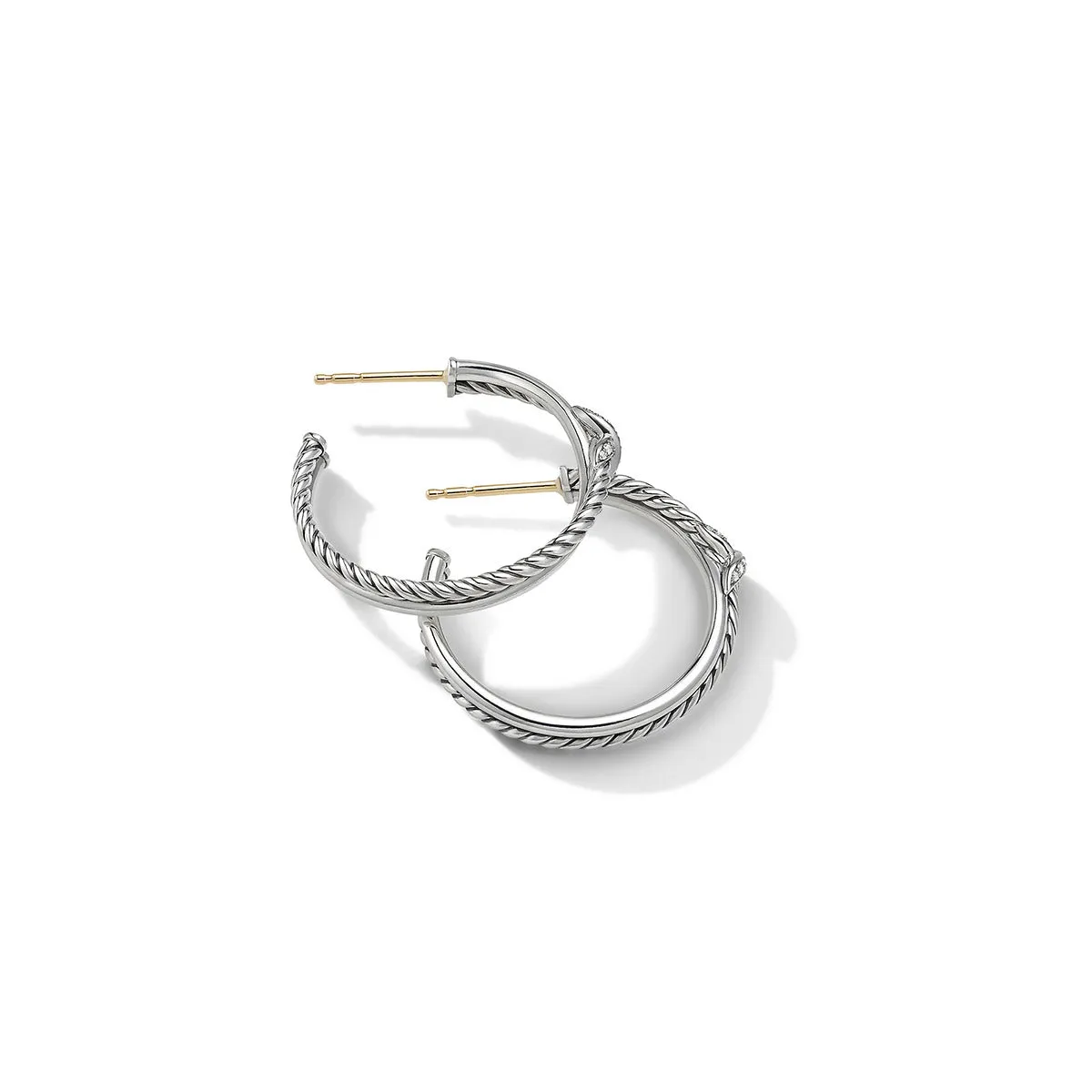 Petite X Hoop Earrings with Pave Diamonds