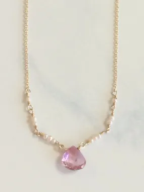 Pink Topaz & Pearl Ballerina Necklace