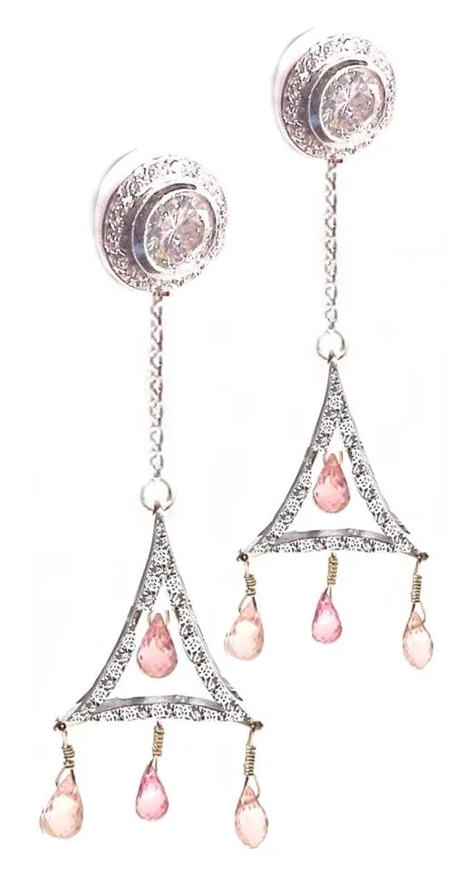 'Pink Tourmaline Briolette Chandelier'