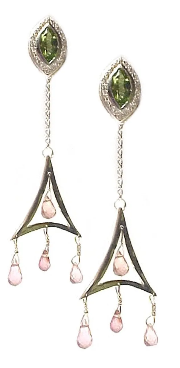 'Pink Tourmaline Briolette Chandelier'