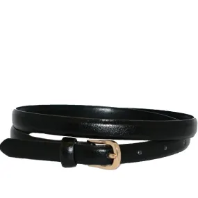 PIPER - Women's Black Genuine Leather Skinny Belt