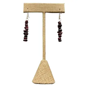 Polished Garnet Gemstone Dangle Chip Beaded Drop Earrings