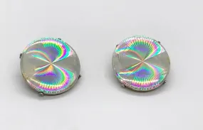 Psychedelic Silver Sphere Vintage Earrings