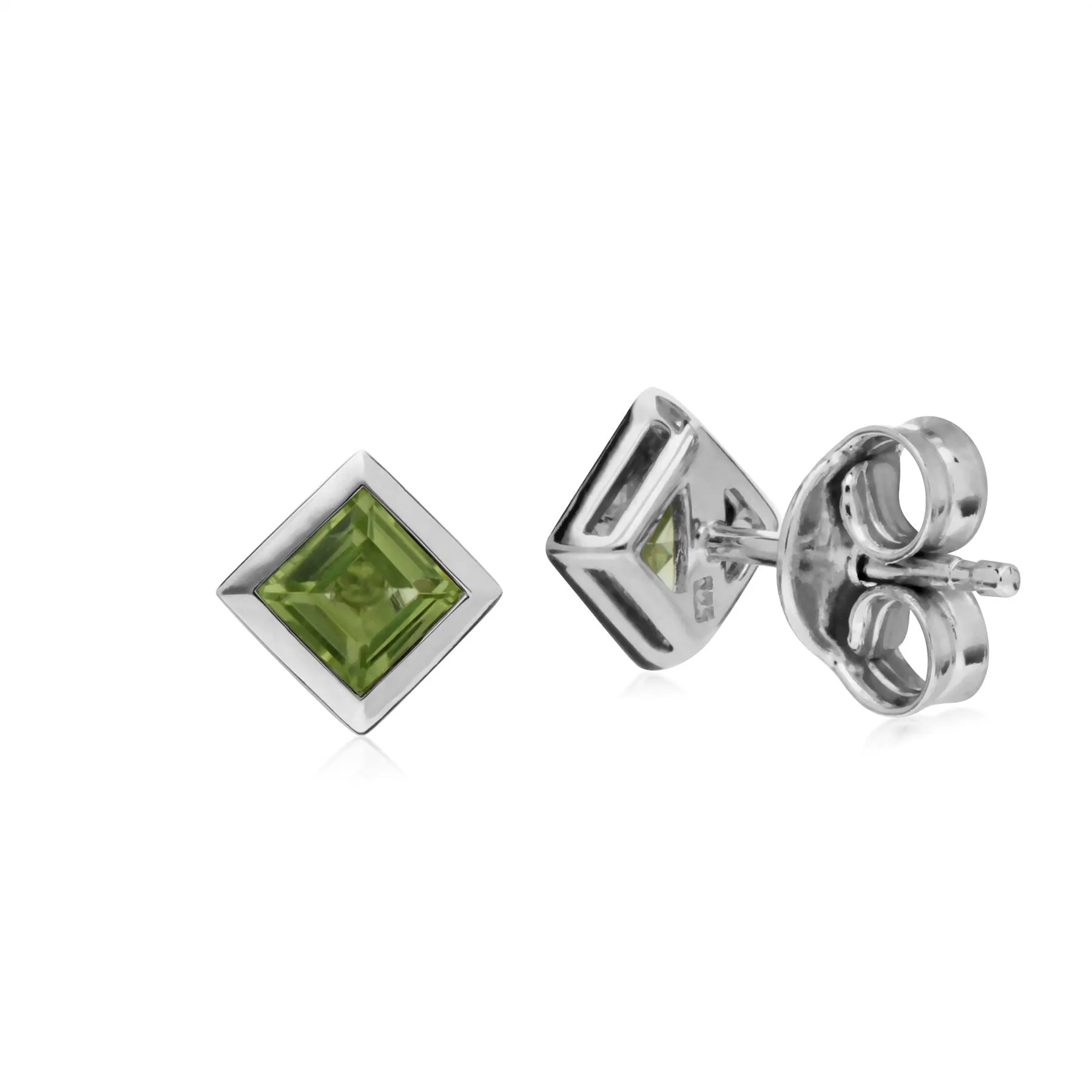 Quadrat Peridot Ohrstecker in Sterling Silber