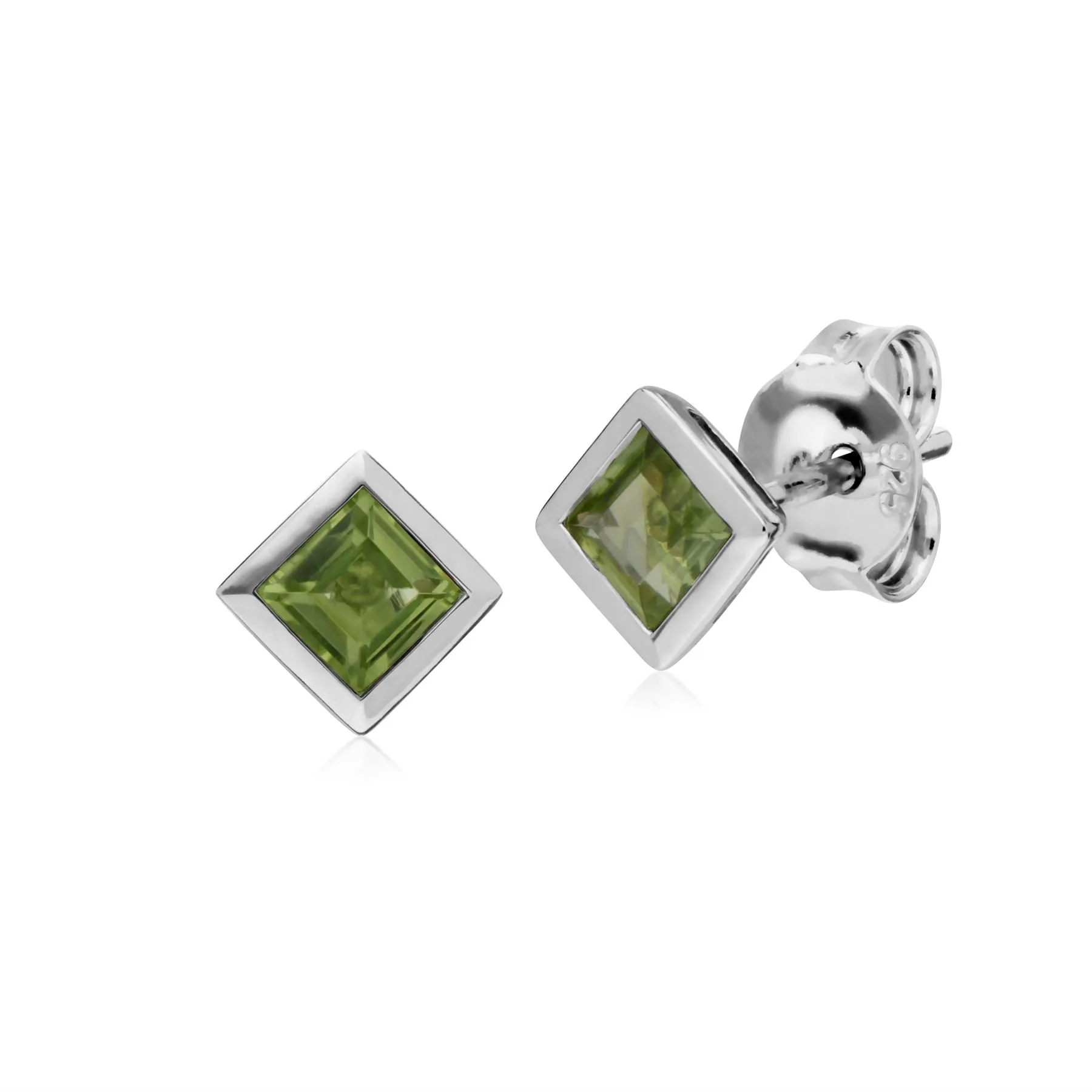 Quadrat Peridot Ohrstecker in Sterling Silber