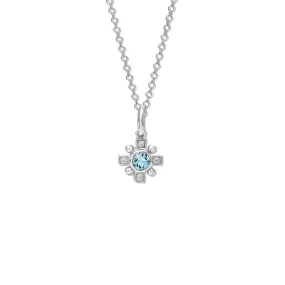 Quadro Cross Pendant White Gold - Blue Topaz & Diamond