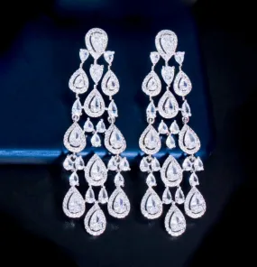 "Aspen" - Luxurious Cubic Zirconia Bridal Earrings - Available in Silver and Gold