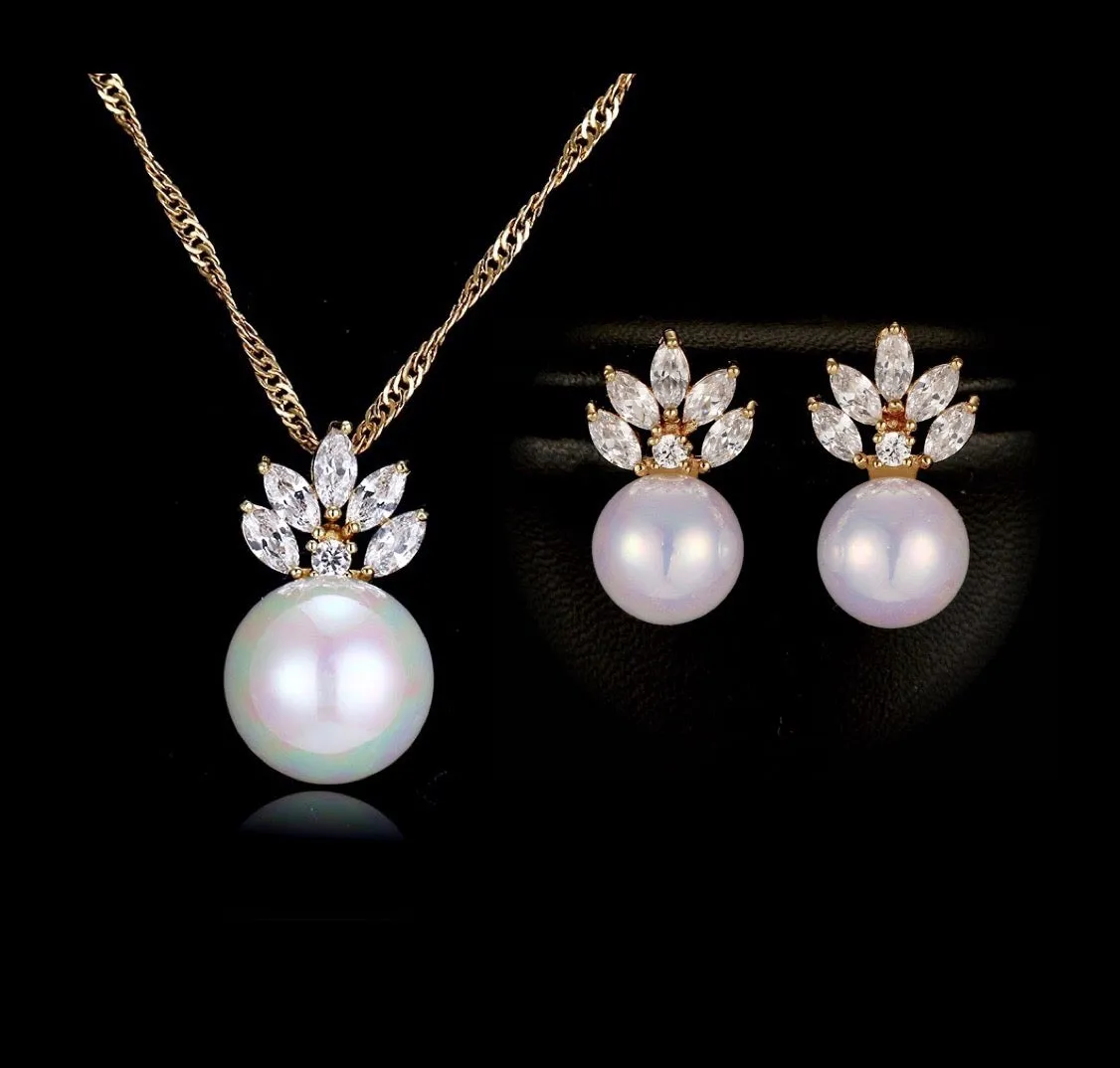 "Catherine" - Pearl and Cubic Zirconia Bridal Earrings