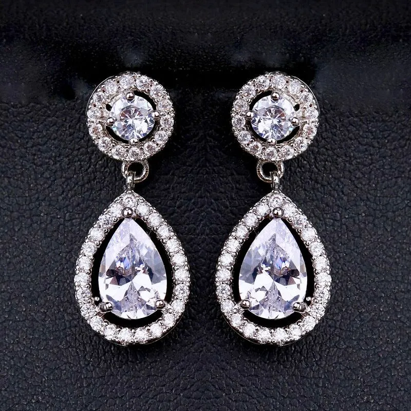 "Ilana" - Cubic Zirconia Bridal Earrings - Available in Silver and Yellow Gold