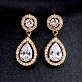 "Ilana" - Cubic Zirconia Bridal Earrings - Available in Silver and Yellow Gold