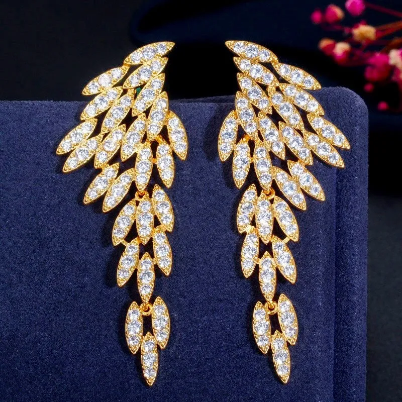 "Katya" - Angel Wing Bridal Earrings - Available in Silver and Yellow Gold