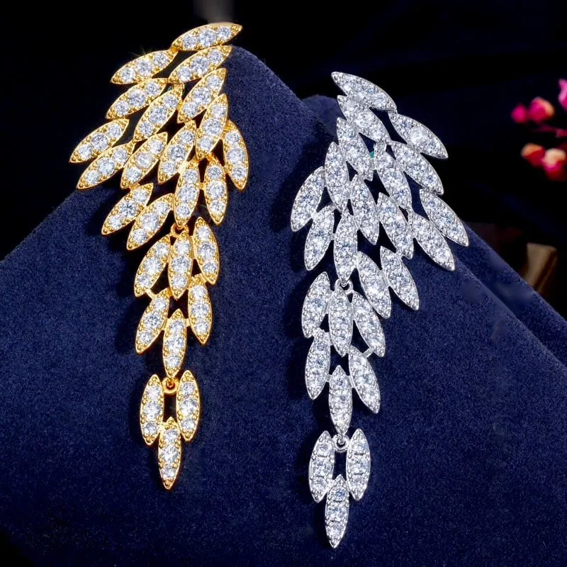 "Katya" - Angel Wing Bridal Earrings - Available in Silver and Yellow Gold