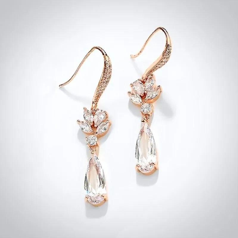 "Solange" - Cubic Zirconia Bridal Earrings - Available in Silver, Rose Gold and Yellow Gold