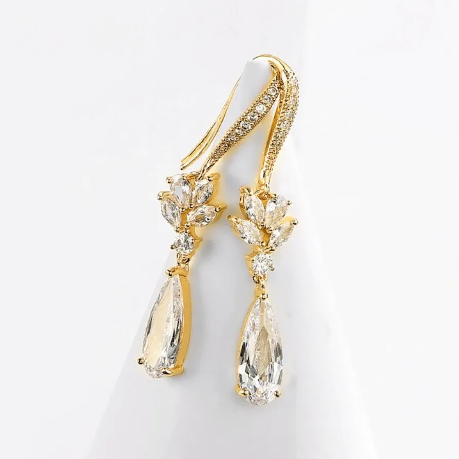 "Solange" - Cubic Zirconia Bridal Earrings - Available in Silver, Rose Gold and Yellow Gold