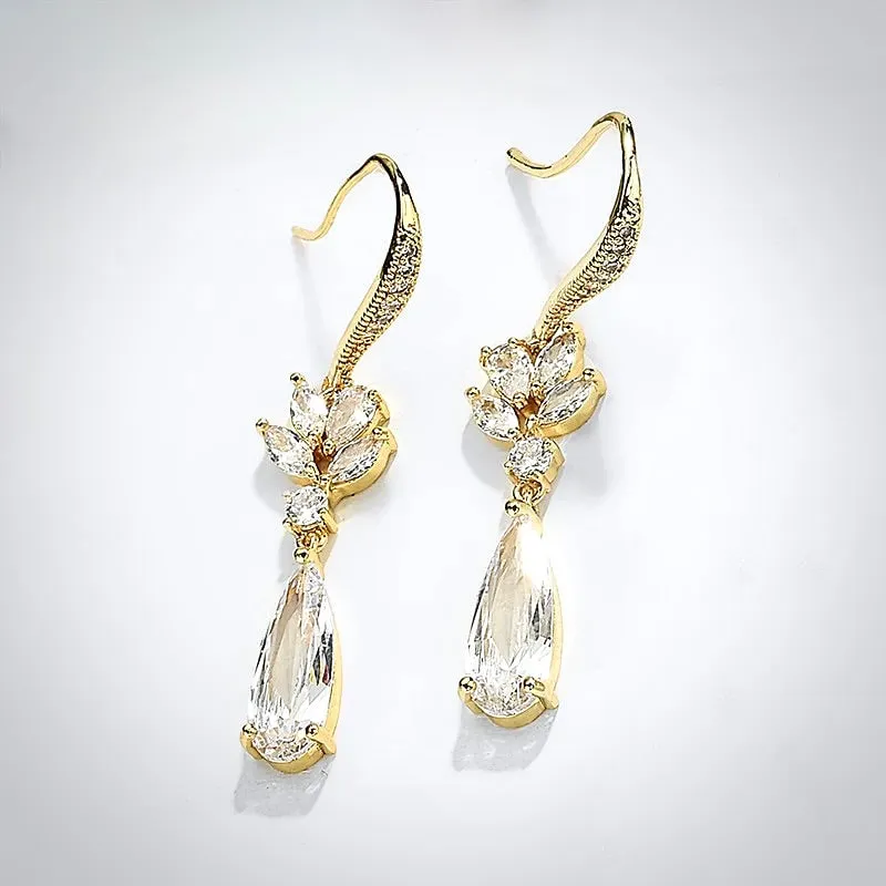 "Solange" - Cubic Zirconia Bridal Earrings - Available in Silver, Rose Gold and Yellow Gold