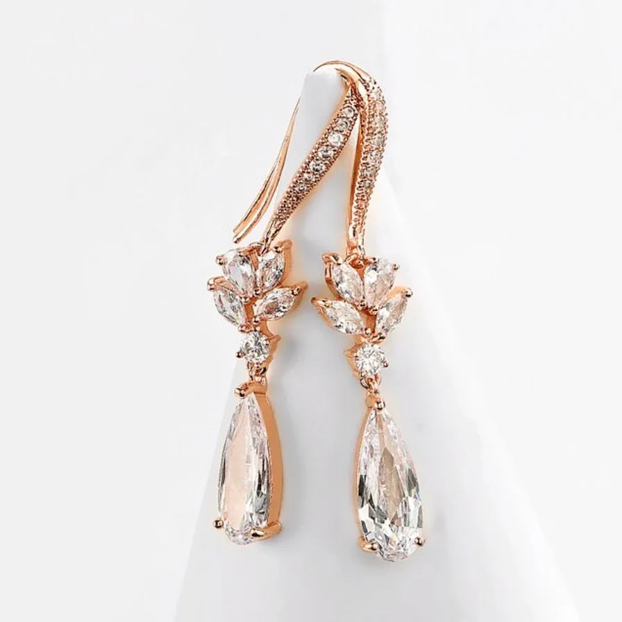 "Solange" - Cubic Zirconia Bridal Earrings - Available in Silver, Rose Gold and Yellow Gold