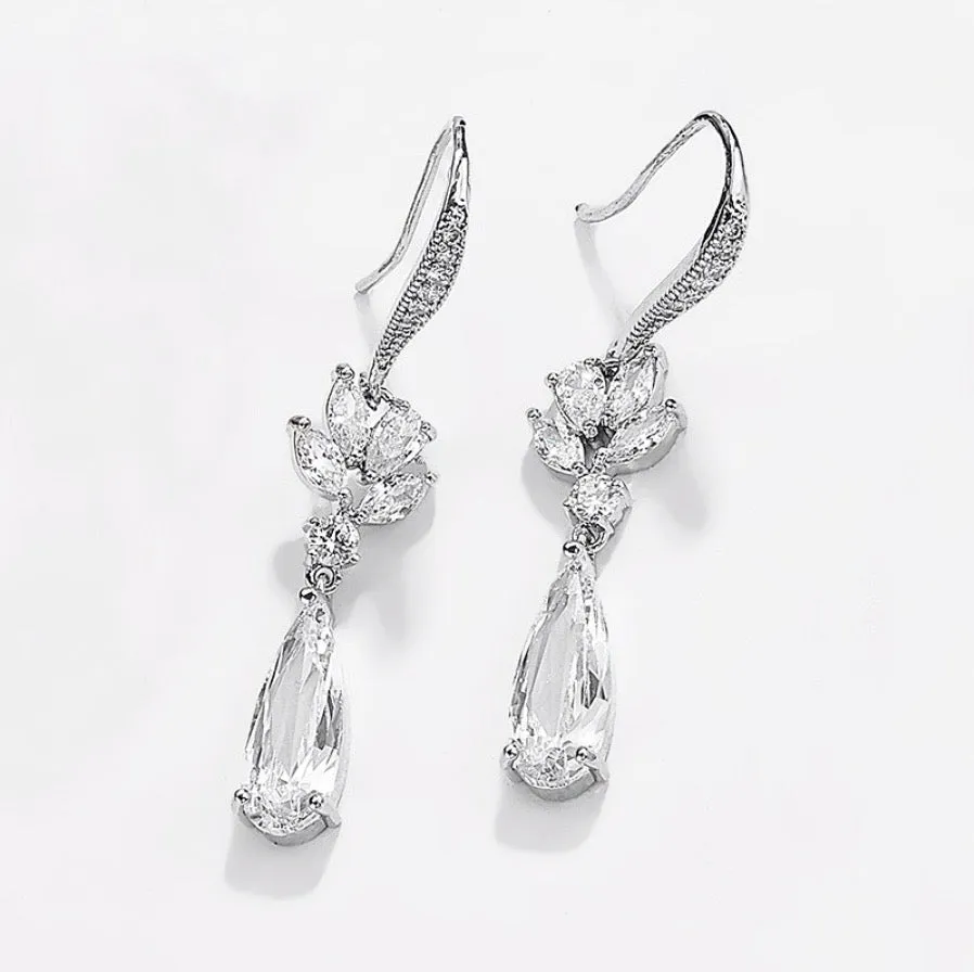 "Solange" - Cubic Zirconia Bridal Earrings - Available in Silver, Rose Gold and Yellow Gold