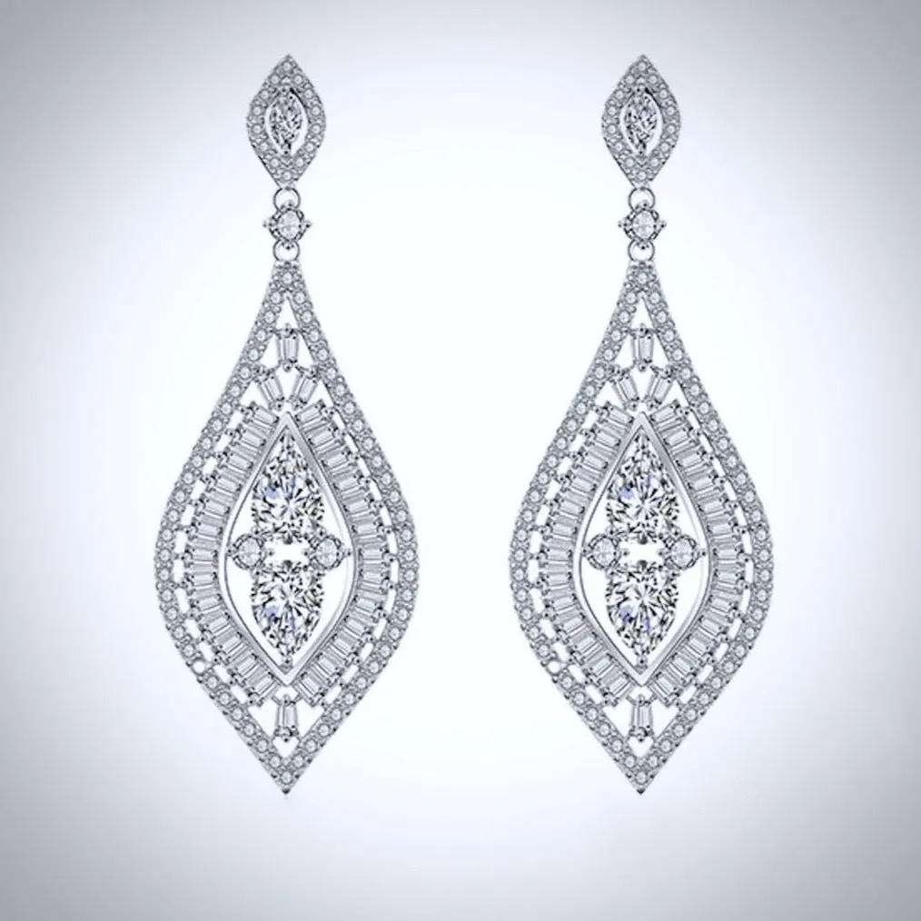 "Starling" - Silver Cubic Zirconia Bridal Earrings