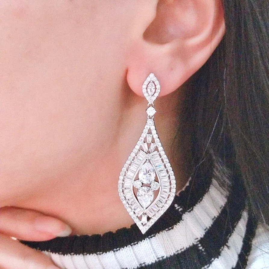 "Starling" - Silver Cubic Zirconia Bridal Earrings