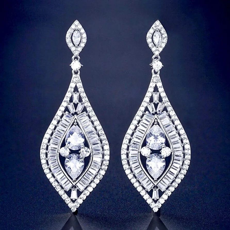 "Starling" - Silver Cubic Zirconia Bridal Earrings