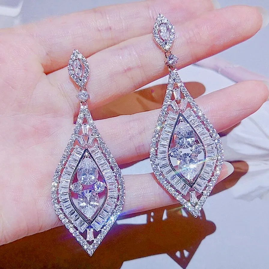 "Starling" - Silver Cubic Zirconia Bridal Earrings