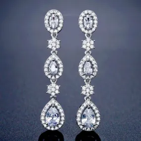 "Tiana" - Cubic Zirconia Bridal Earrings - Available in Silver, Rose Gold and Yellow Gold