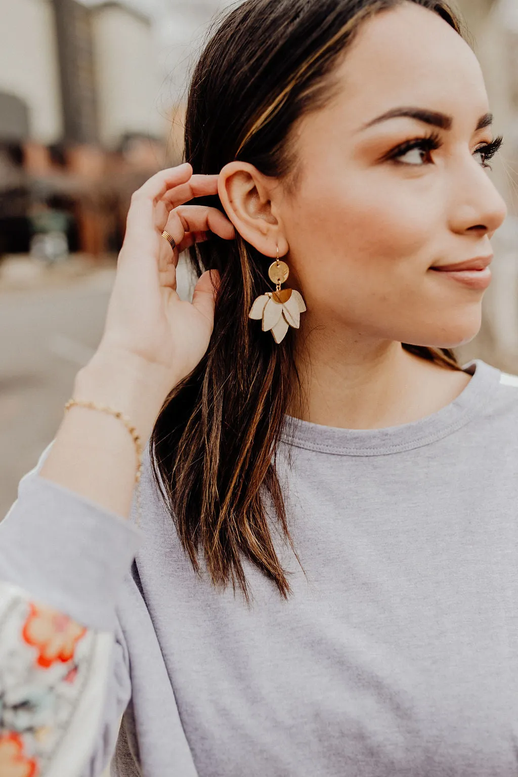 Ramona Leather Petal Earrings