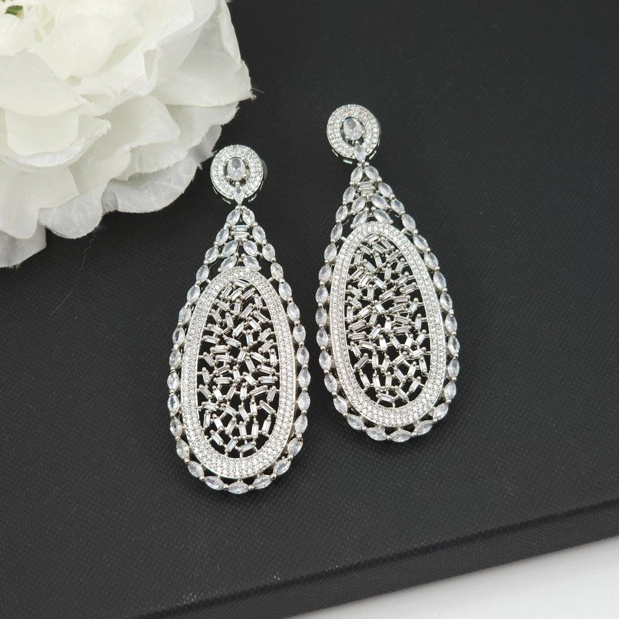 Raya American Diamond Statement Earrings