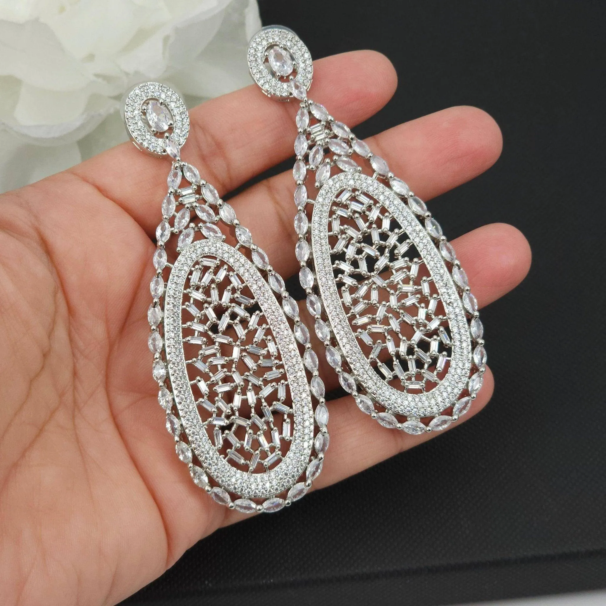 Raya American Diamond Statement Earrings