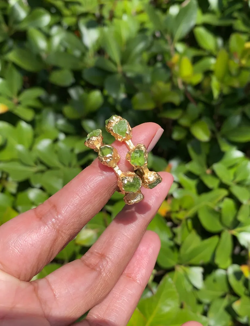 (READY TO SHIP) Raw Stone Hoop Earrings / Single Stone / Mini