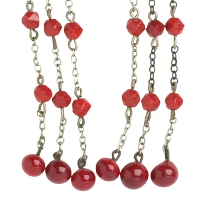 Red Bead Chandelier Earrings