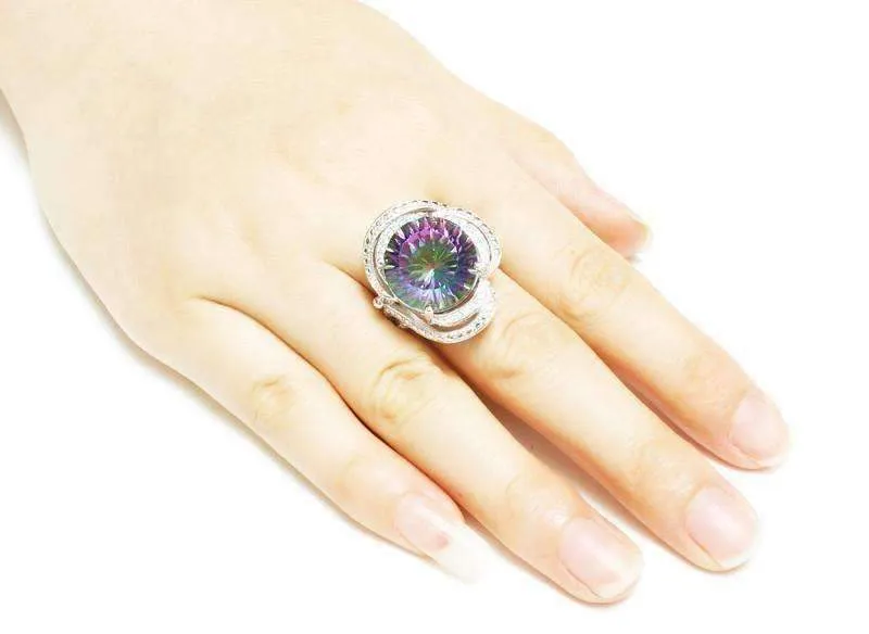 Regalia Genuine Rainbow Fire Mystic Topaz 15CT IOBI Precious Gems Ring