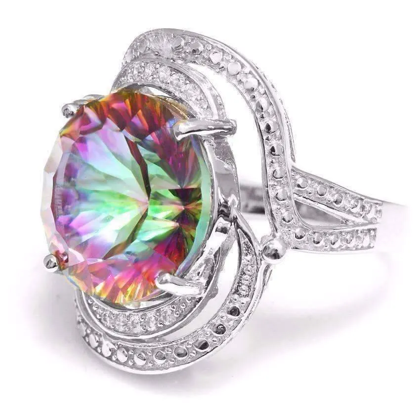 Regalia Genuine Rainbow Fire Mystic Topaz 15CT IOBI Precious Gems Ring