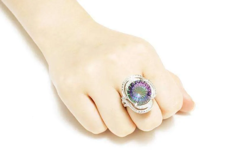 Regalia Genuine Rainbow Fire Mystic Topaz 15CT IOBI Precious Gems Ring