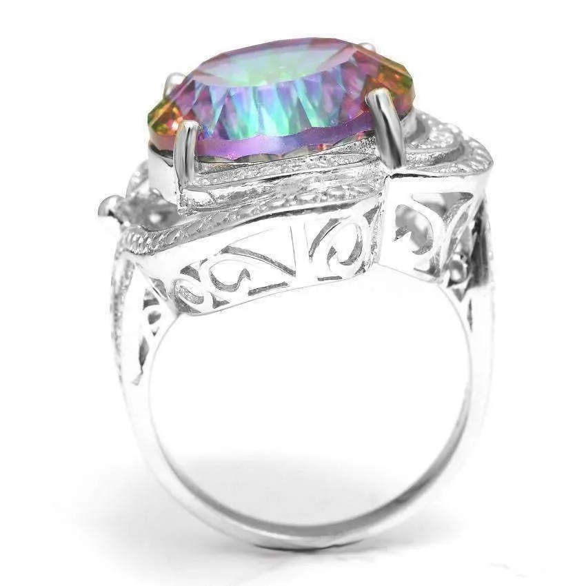 Regalia Genuine Rainbow Fire Mystic Topaz 15CT IOBI Precious Gems Ring