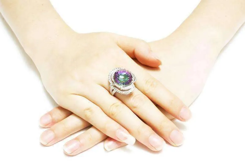 Regalia Genuine Rainbow Fire Mystic Topaz 15CT IOBI Precious Gems Ring