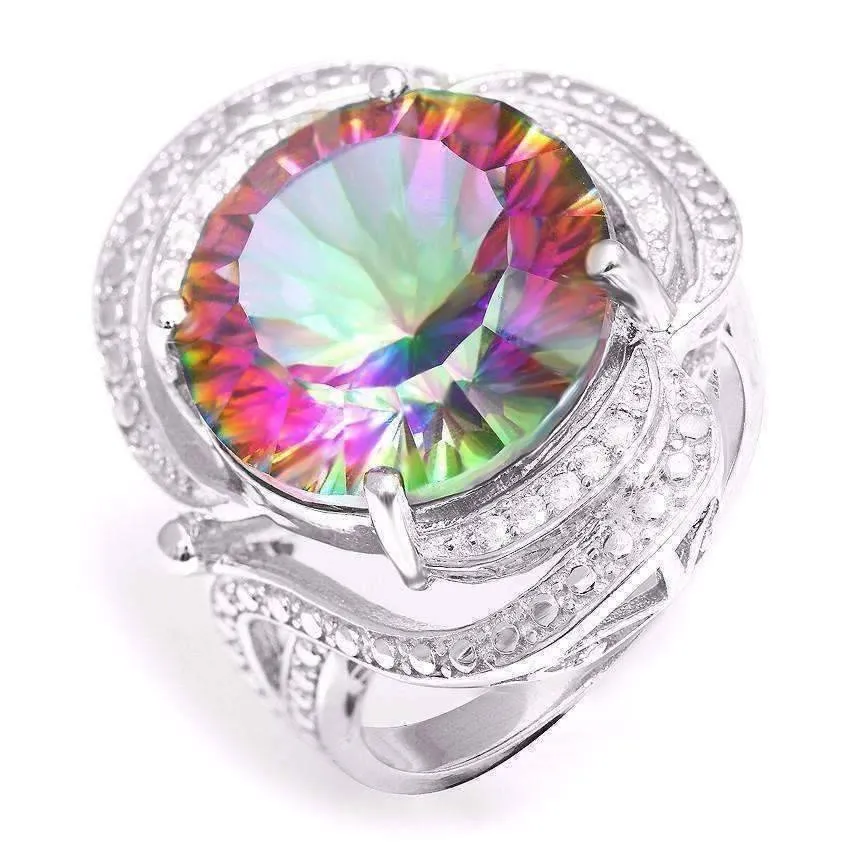 Regalia Genuine Rainbow Fire Mystic Topaz 15CT IOBI Precious Gems Ring