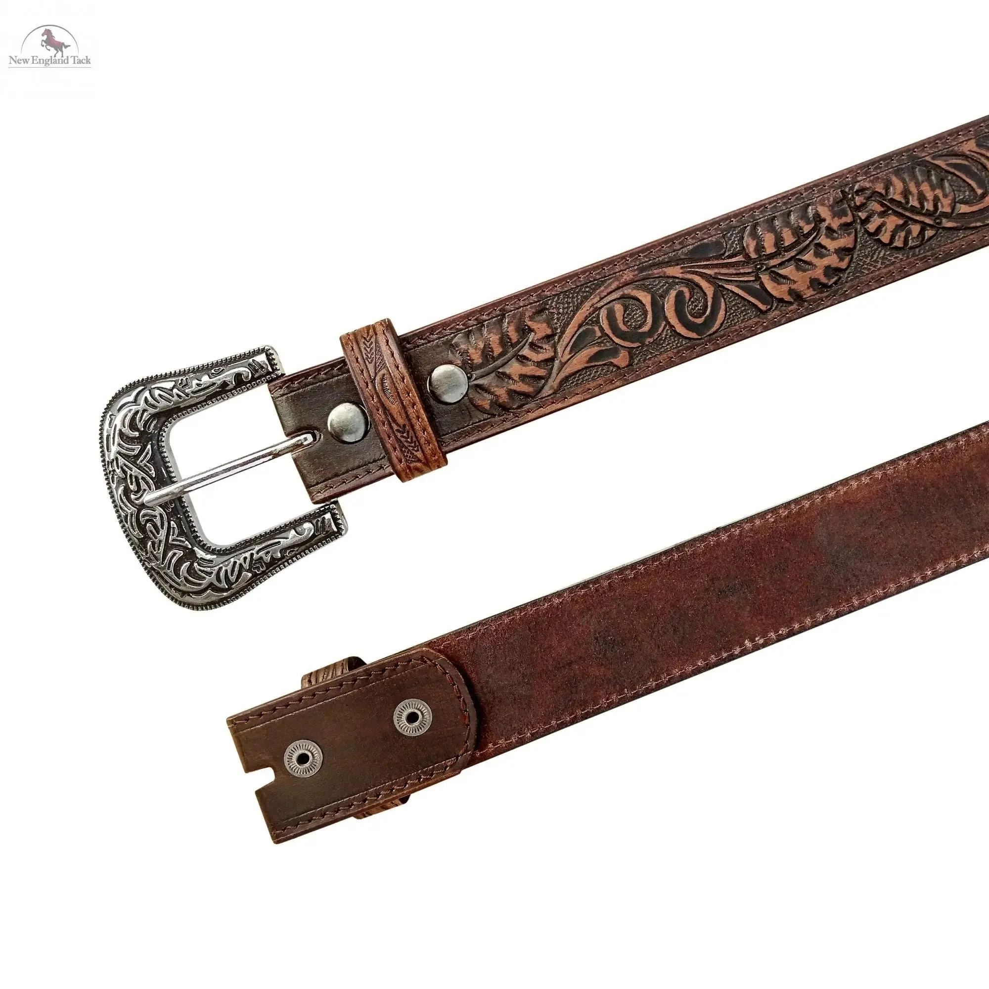 Resistance Floral Coffee Brown Women's Cowgirl Cowboy Country Belt  With Floral Embossed Silver Buckle