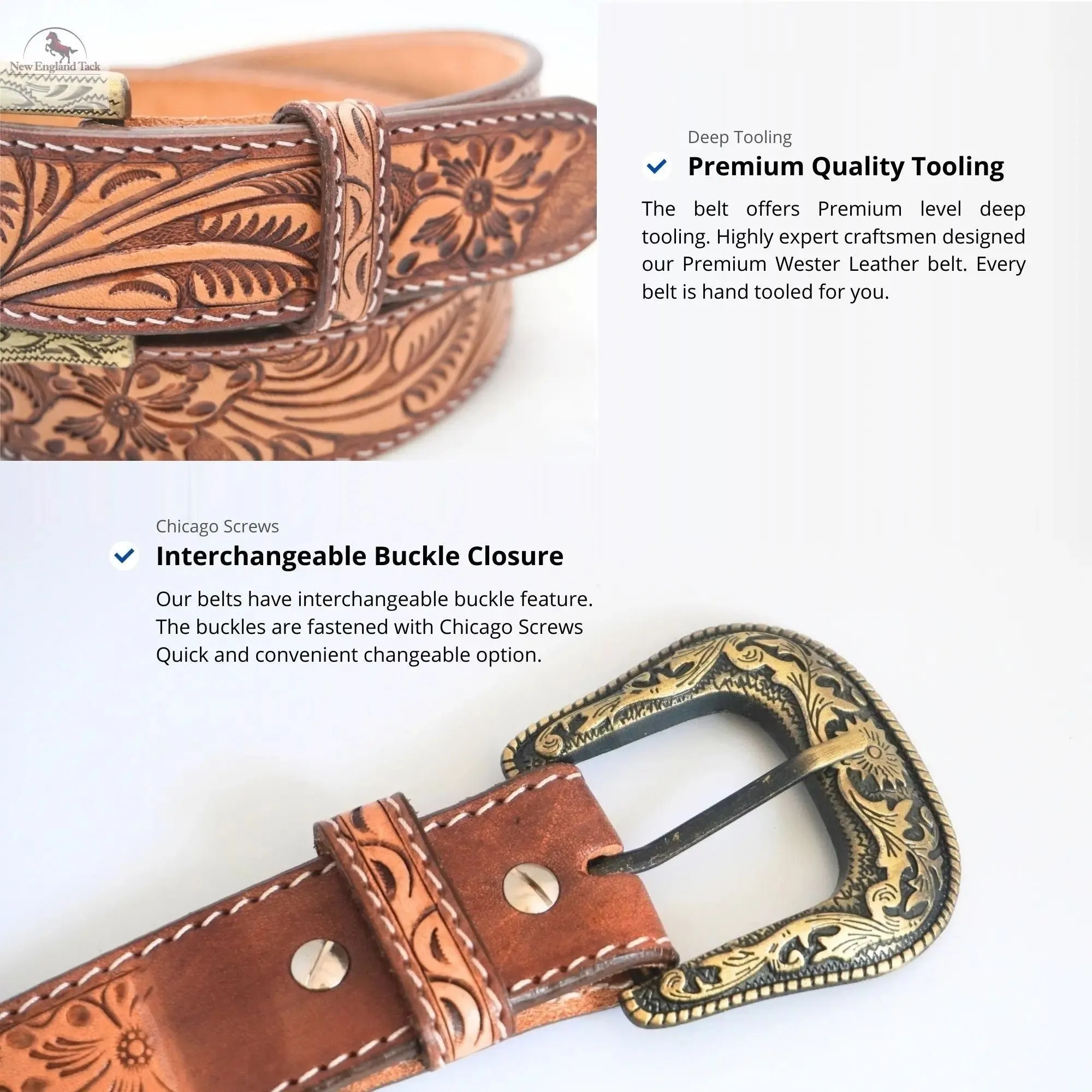 Resistance Western Cowgirl Cowboy Floral Tooled  Argentinian Leather Belt