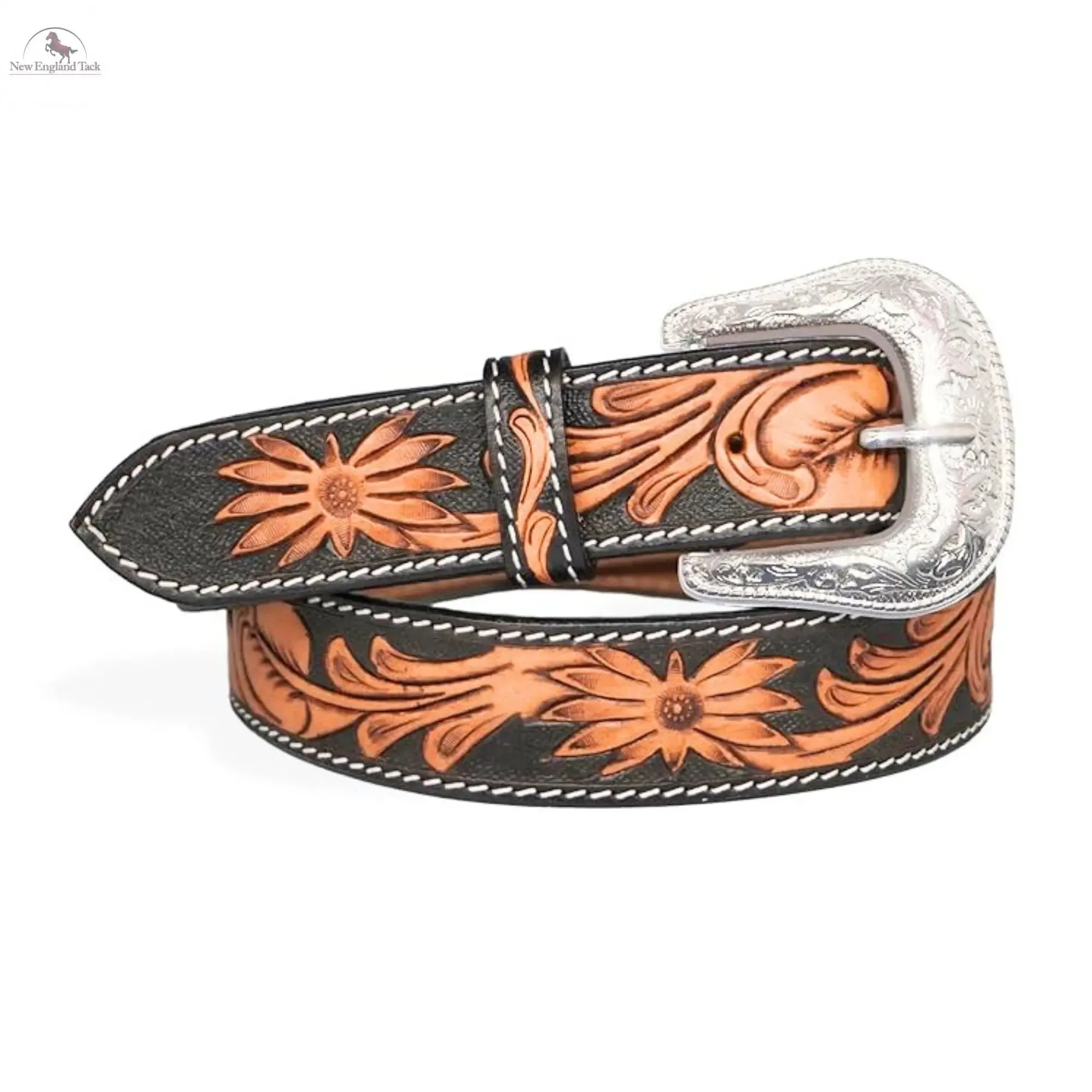 Resistance Western Cowgirl Cowboy Floral Tooled  Argentinian Leather Belt