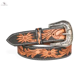 Resistance Western Cowgirl Cowboy Floral Tooled  Argentinian Leather Belt