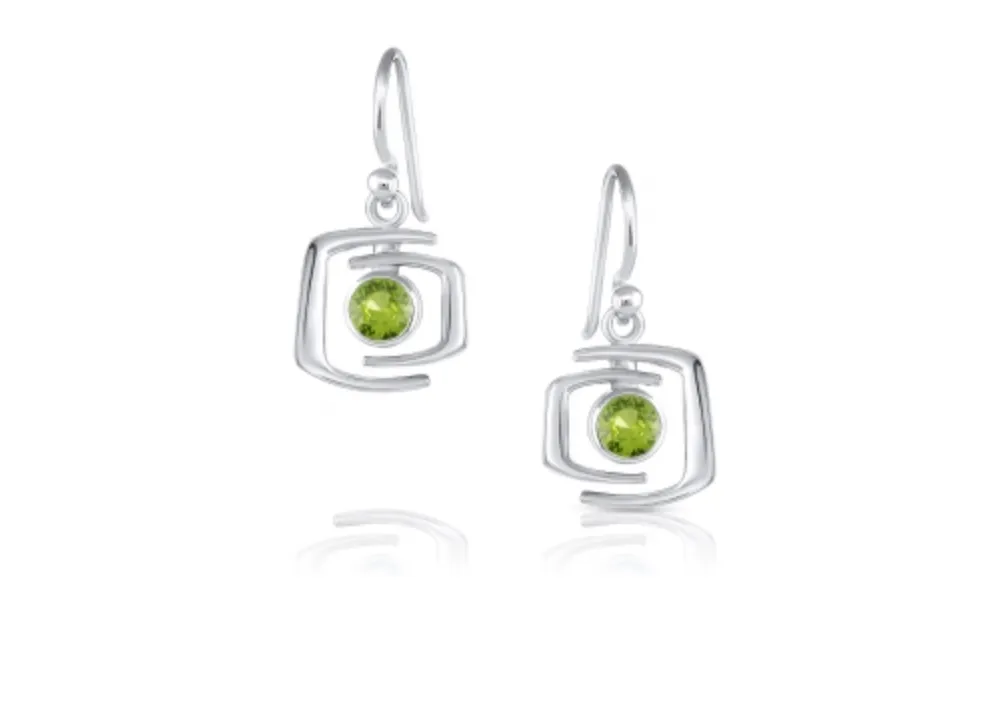 Retro Square Peridot Earrings